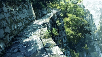 山崖边蜿蜒的石板路