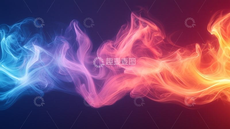 高清大图下载【趣麦麦图】红蓝交织的抽象烟雾背景