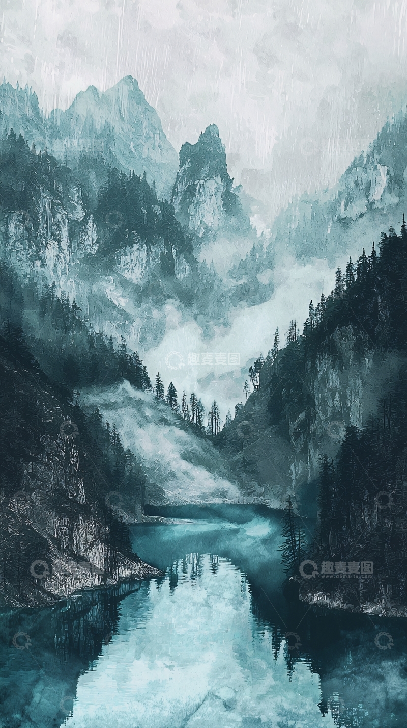 高清大图下载【趣麦麦图】水墨山水画334