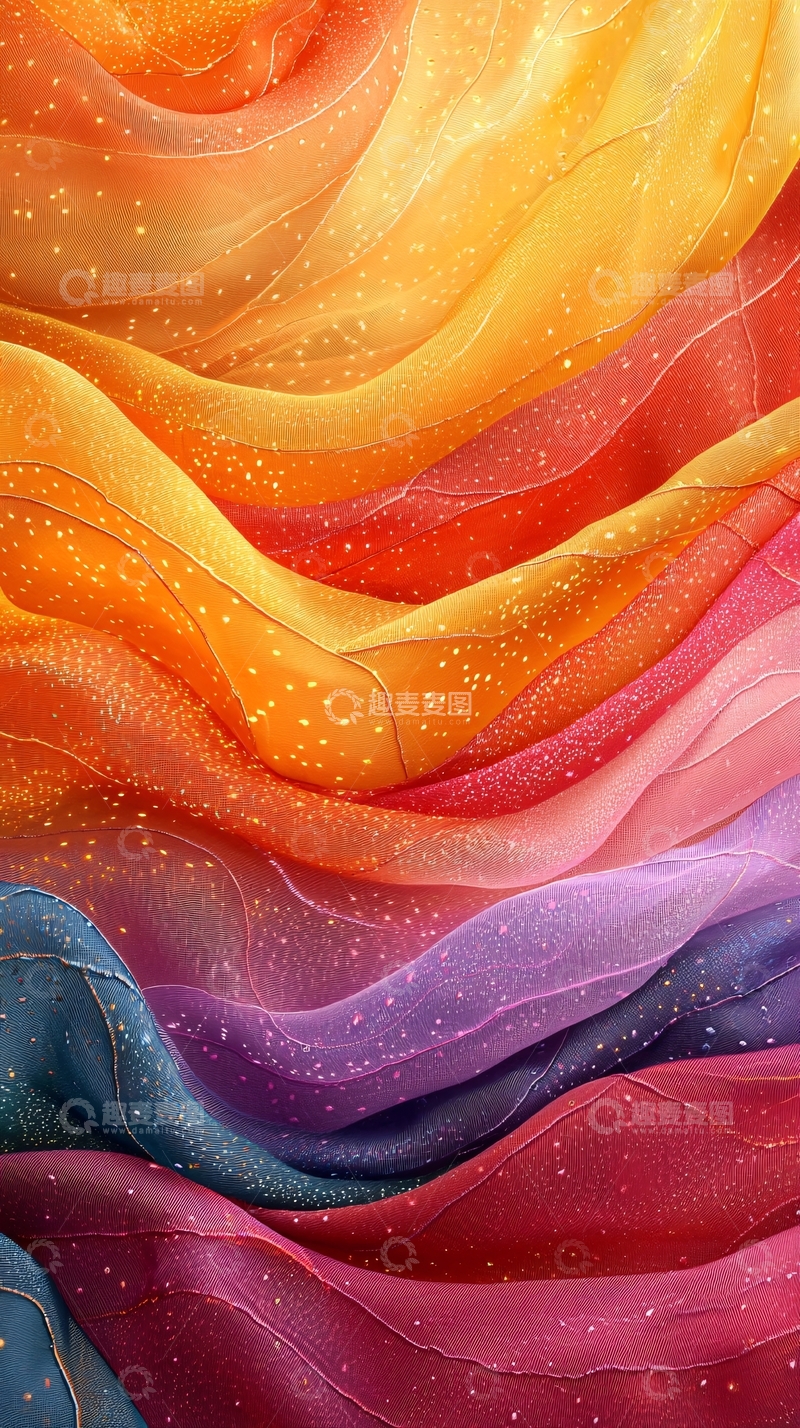 高清大图下载【趣麦麦图】色彩鲜艳的丝绸波浪