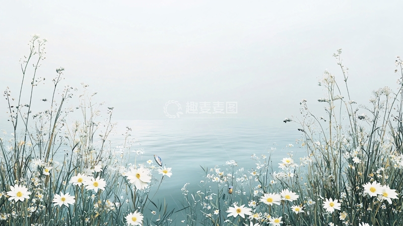 高清大图下载【趣麦麦图】雾中雏菊花田