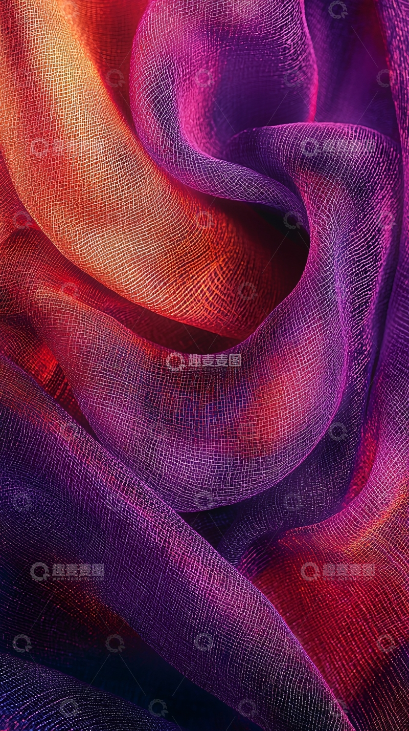 高清大图下载【趣麦麦图】紫红色渐变丝绸波浪纹理