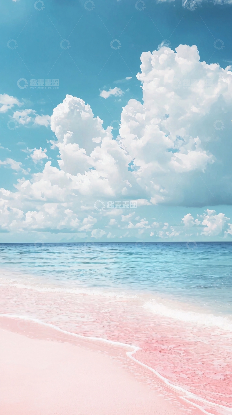 高清大图下载【趣麦麦图】粉色沙滩海景