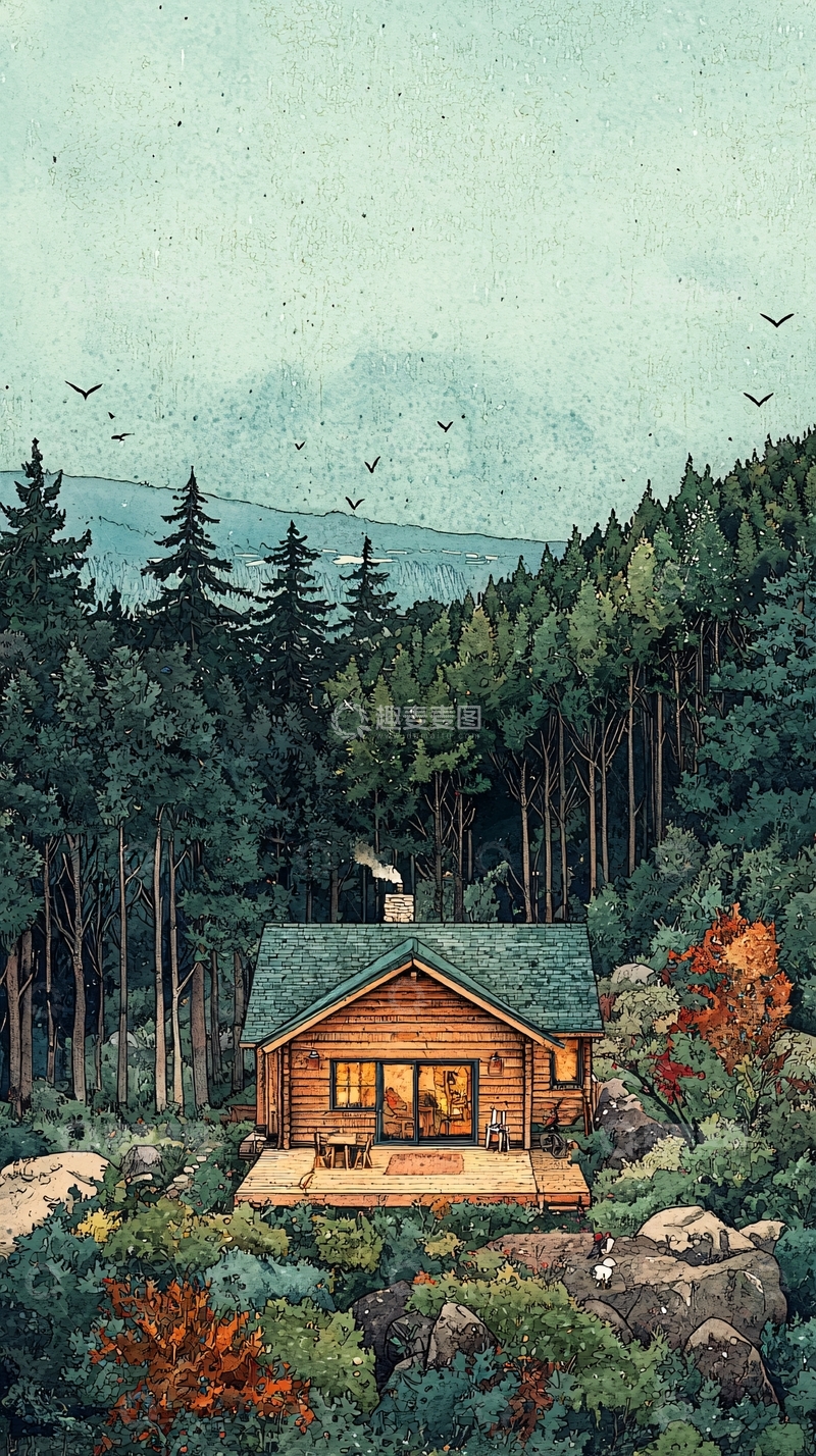 高清大图下载【趣麦麦图】森林木屋3