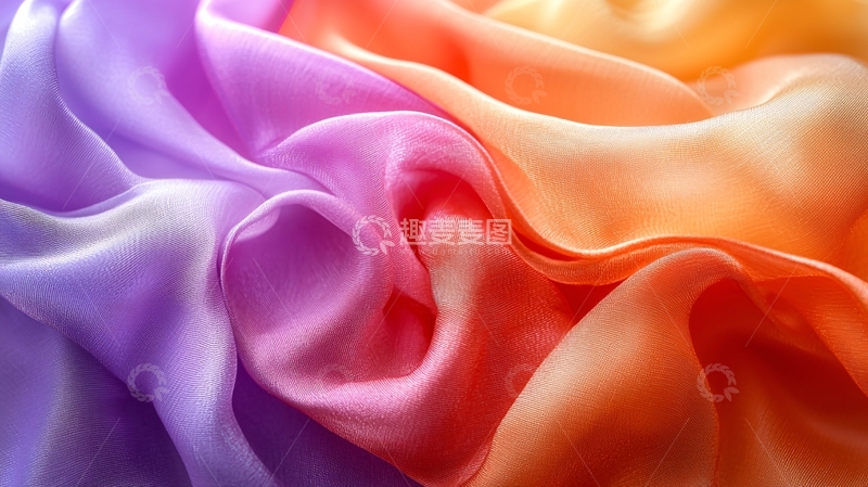 高清大图下载【趣麦麦图】彩色丝绸褶皱抽象背景