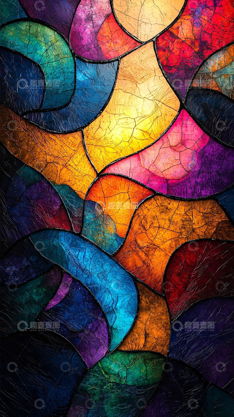 高清大图下载【趣麦麦图】彩色抽象肌理拼贴背景