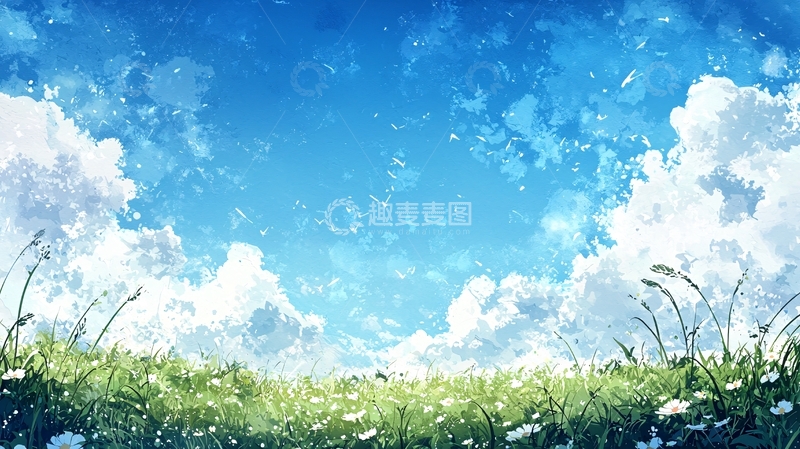 高清大图下载【趣麦麦图】蓝天白云绿草地6