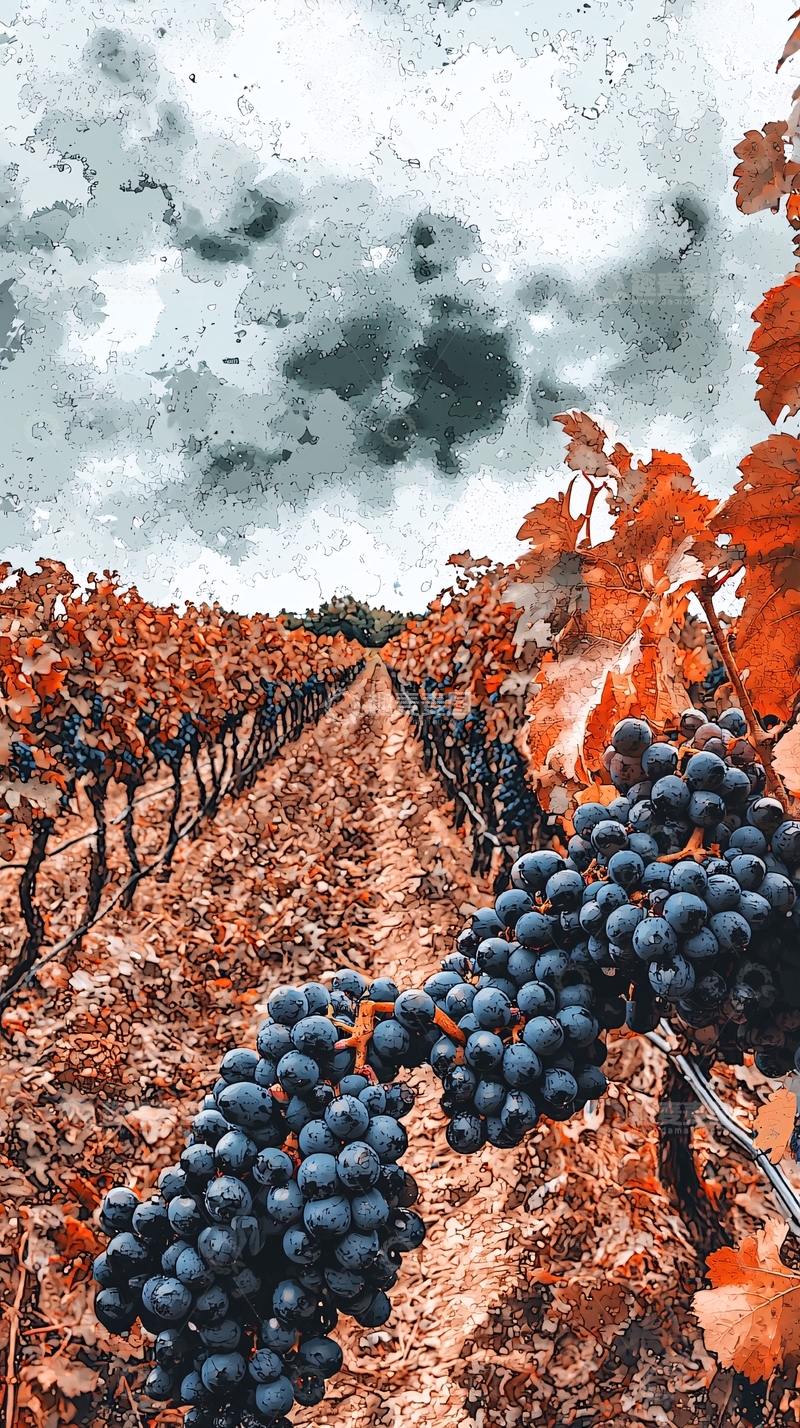 高清大图下载【趣麦麦图】秋日葡萄园景观