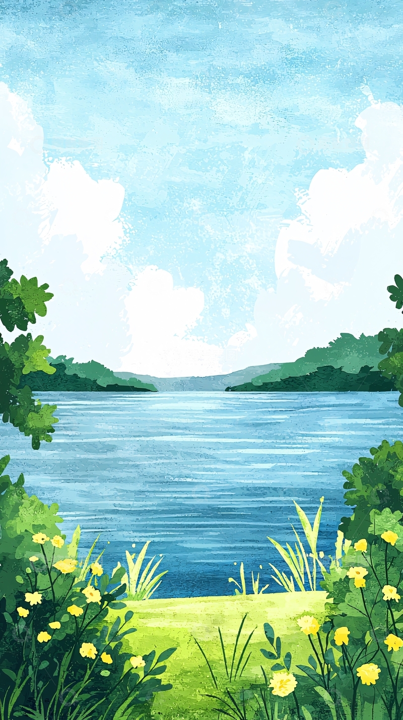 高清大图下载【趣麦麦图】水彩湖景