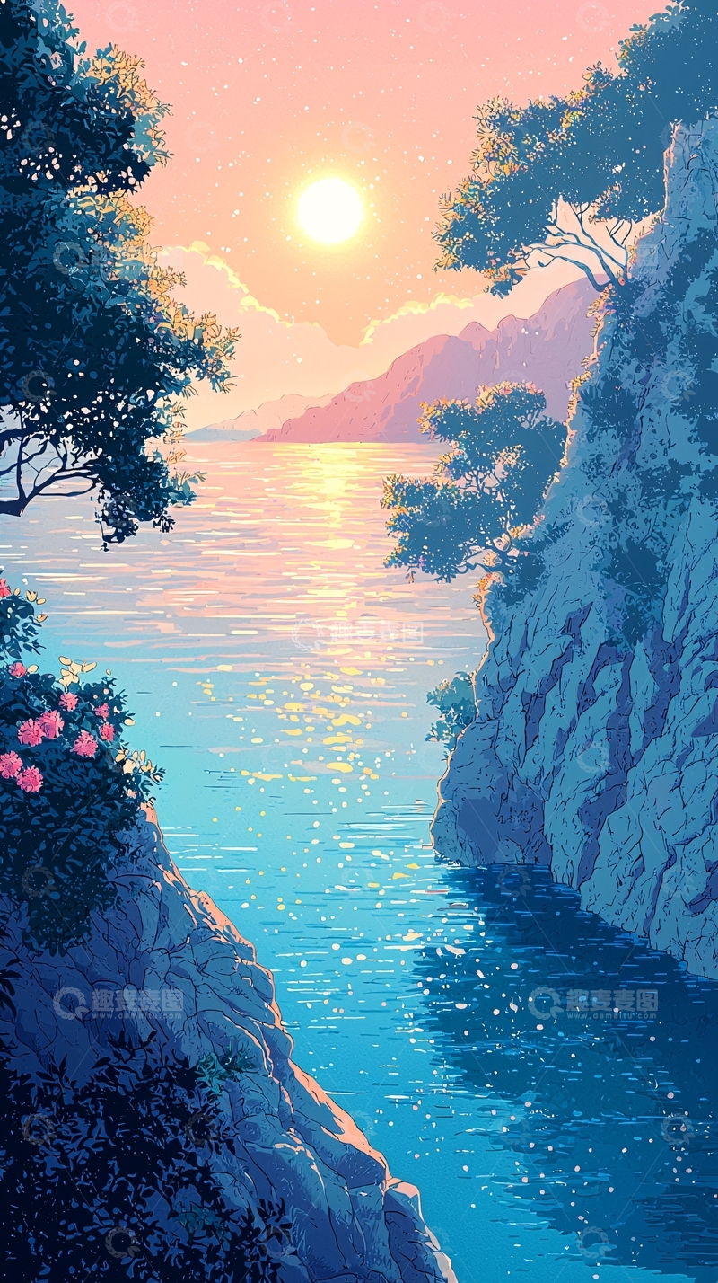 高清大图下载【趣麦麦图】唯美日出海景