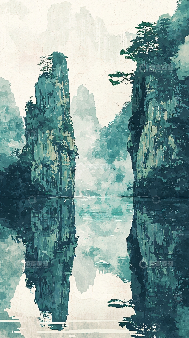 高清大图下载【趣麦麦图】水墨山水画335