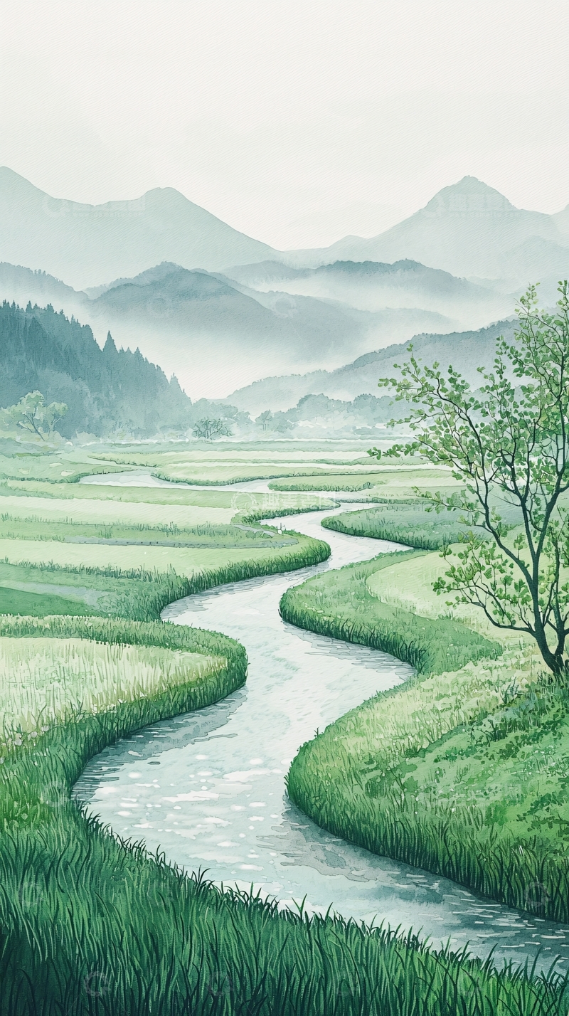 高清大图下载【趣麦麦图】宁静祥和的绿色田园风光