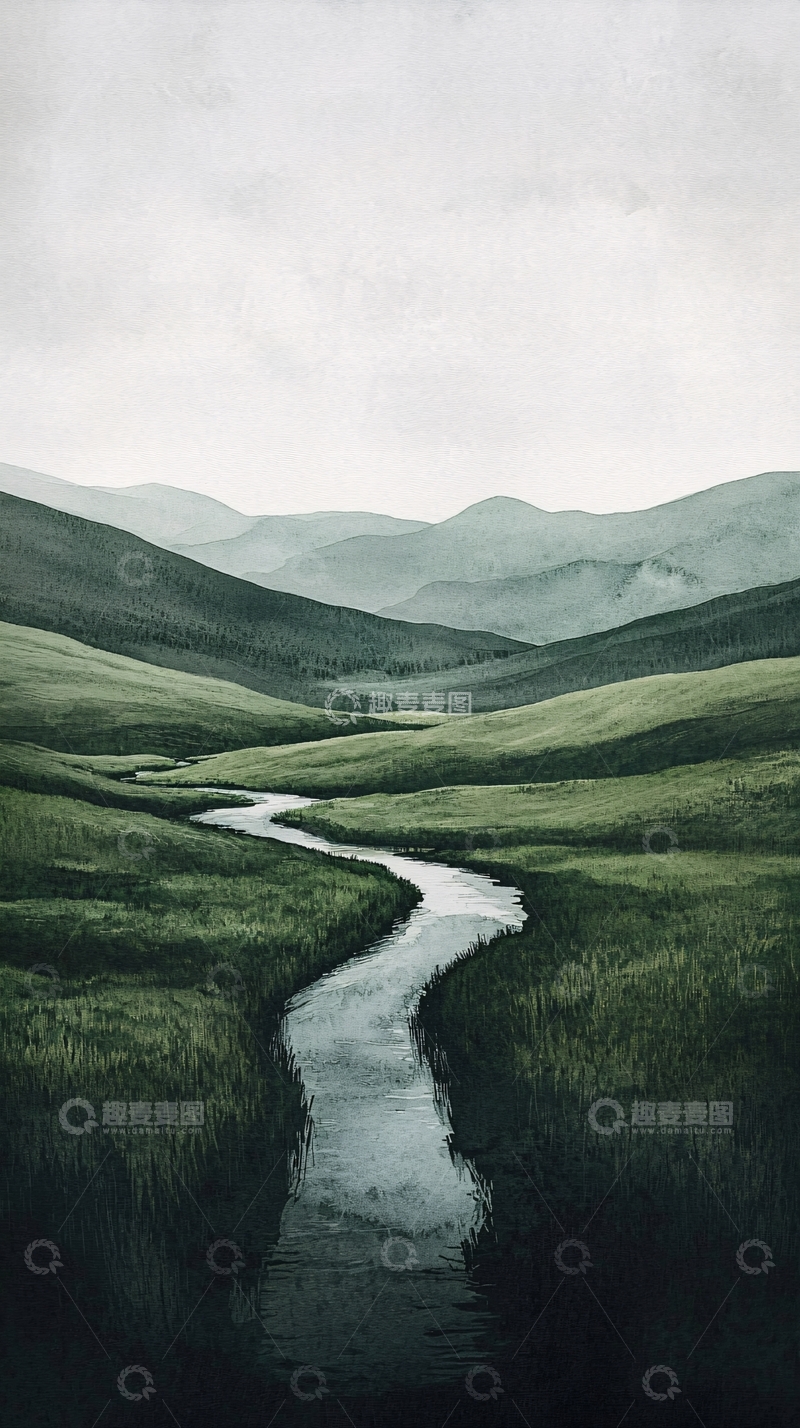高清大图下载【趣麦麦图】绿色山谷河流