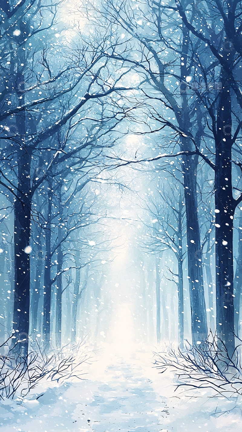 高清大图下载【趣麦麦图】冬日雪景森林小路