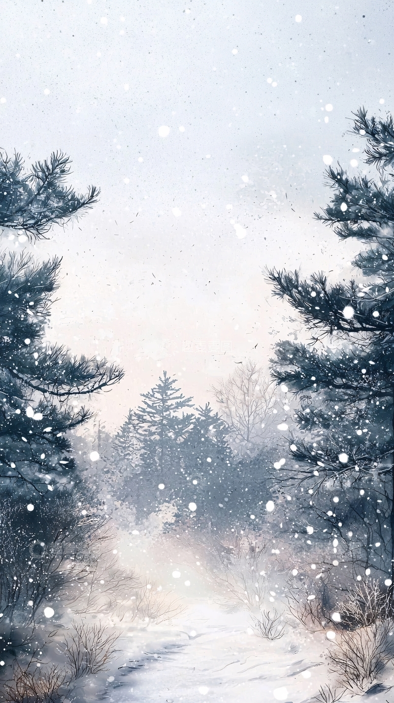 高清大图下载【趣麦麦图】冬季雪景小路