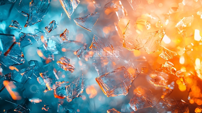 高清大图下载【趣麦麦图】玻璃碎片在空中飞舞