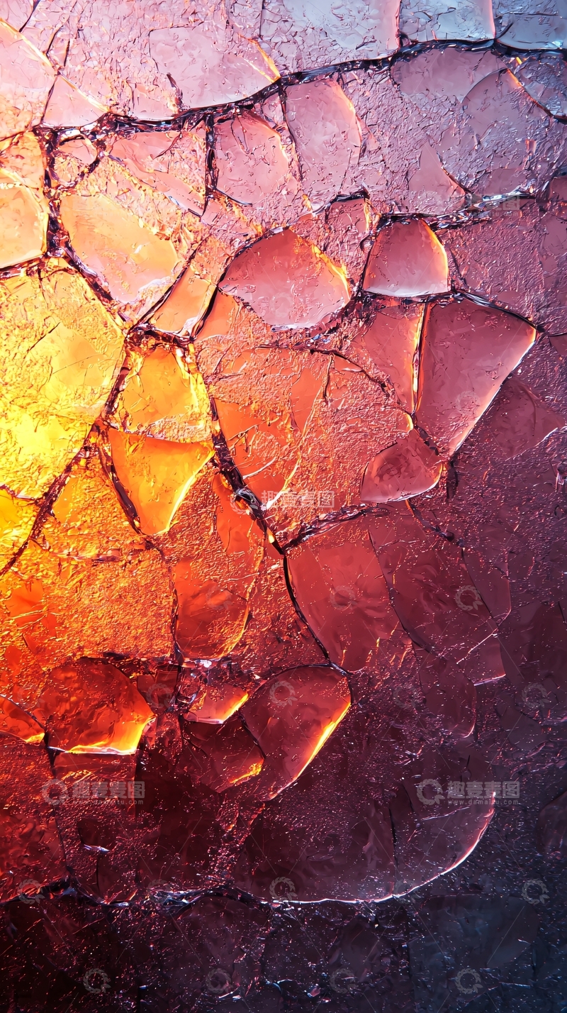 高清大图下载【趣麦麦图】裂纹肌理橙红色渐变背景