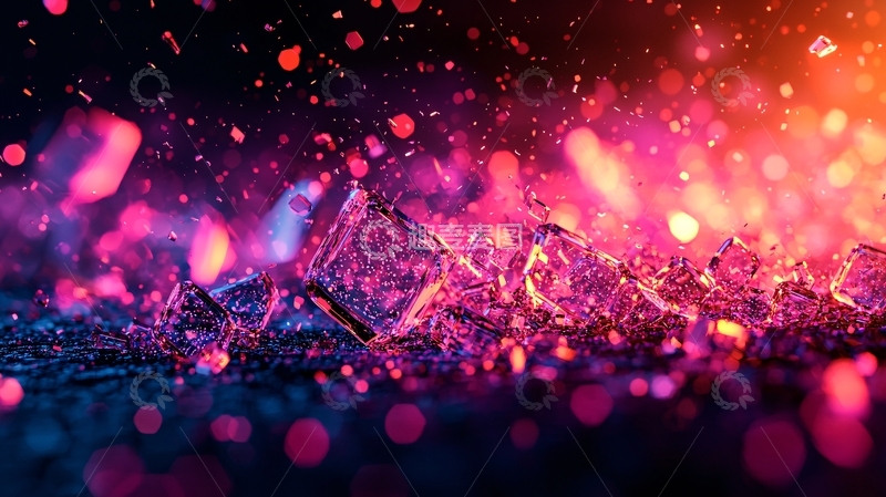 高清大图下载【趣麦麦图】霓虹灯光闪耀的晶体