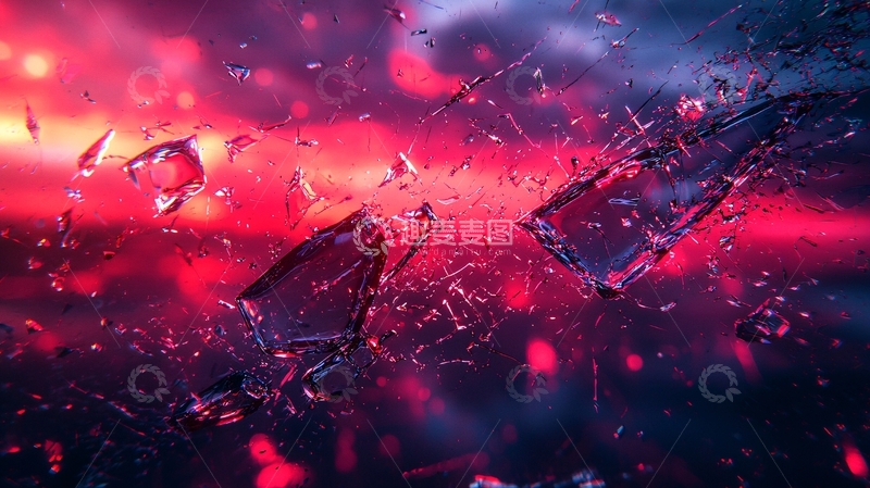 高清大图下载【趣麦麦图】红紫碎裂玻璃质感背景