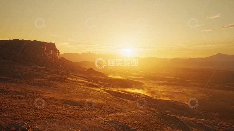 高清大图下载【趣麦麦图】日落山脉壮丽景色