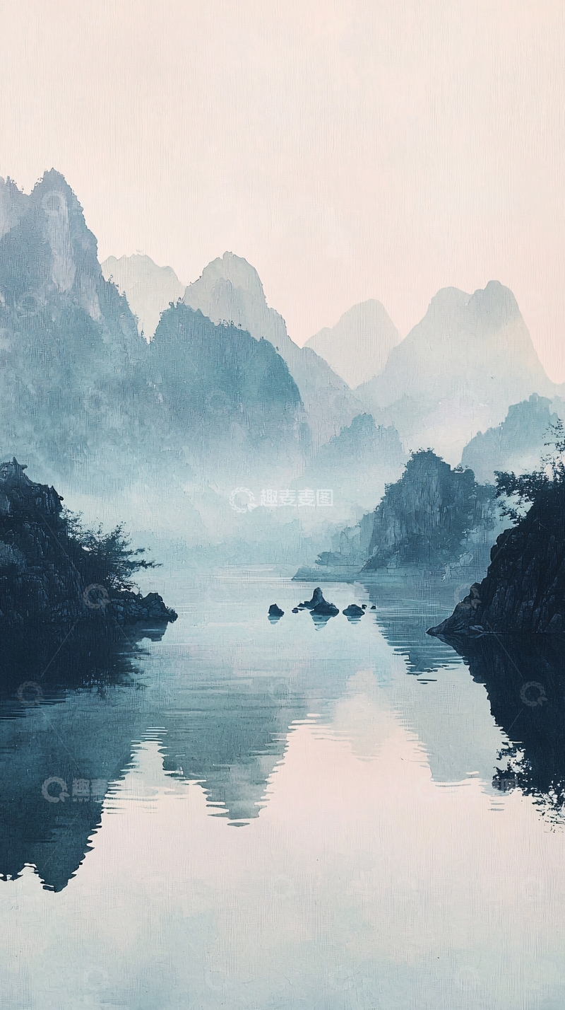 高清大图下载【趣麦麦图】水墨山水画336