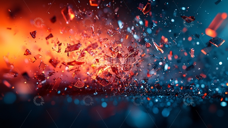 高清大图下载【趣麦麦图】爆炸碎片红色蓝色