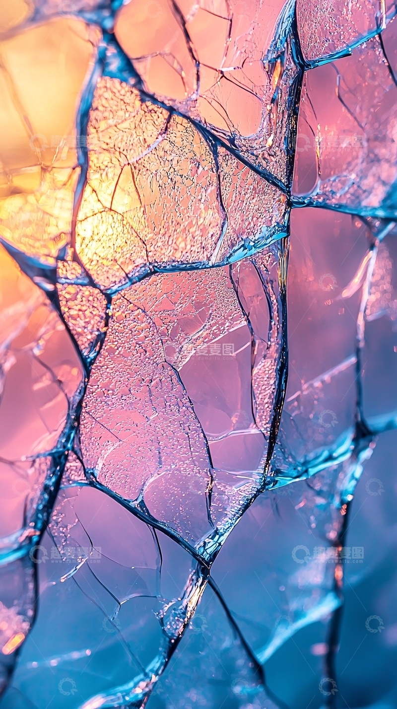 高清大图下载【趣麦麦图】彩色裂纹玻璃