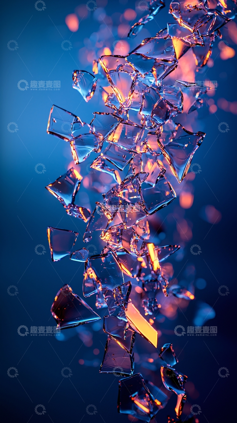 高清大图下载【趣麦麦图】破碎的玻璃碎片飞舞