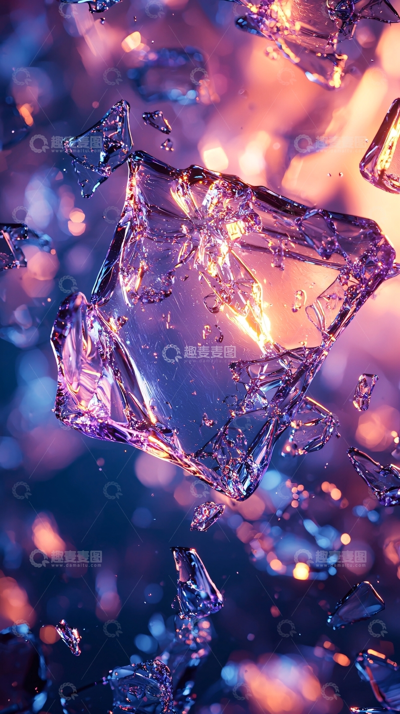高清大图下载【趣麦麦图】晶莹剔透的冰块碎片