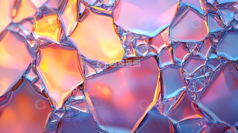 高清大图下载【趣麦麦图】彩色冰晶状表面