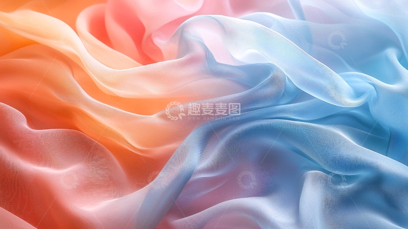 高清大图下载【趣麦麦图】橙色蓝色交织的丝绸