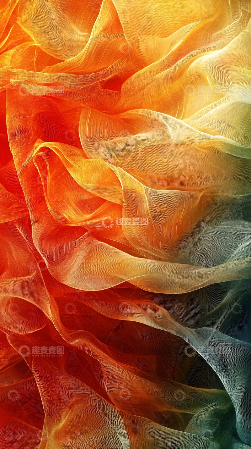 高清大图下载【趣麦麦图】抽象的彩色丝绸波浪背景