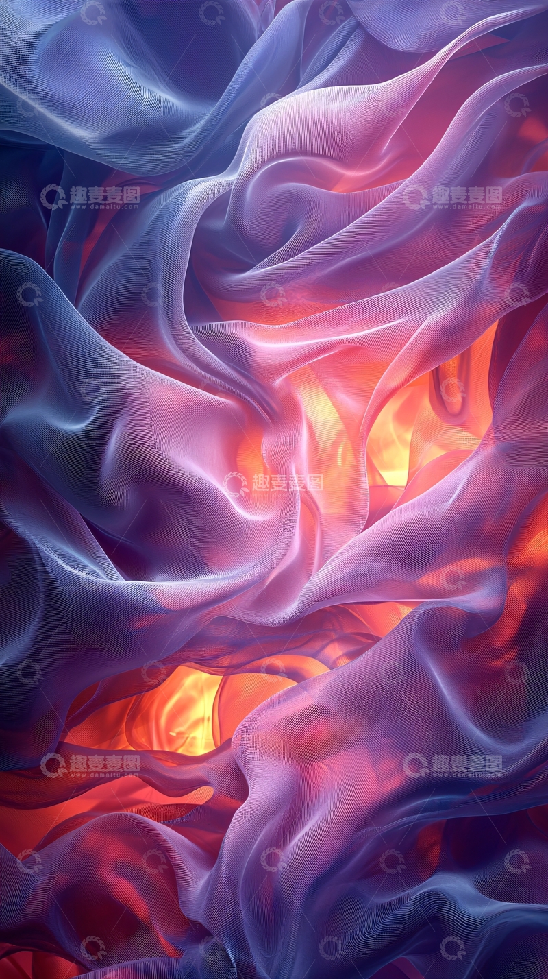 高清大图下载【趣麦麦图】抽象的紫色橙色光线流体