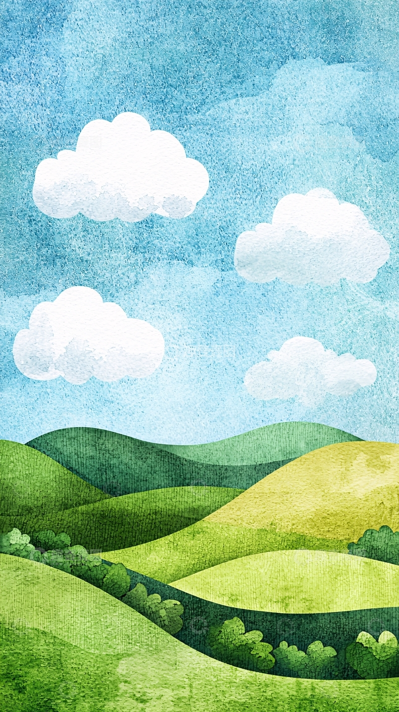 高清大图下载【趣麦麦图】水彩田园风光