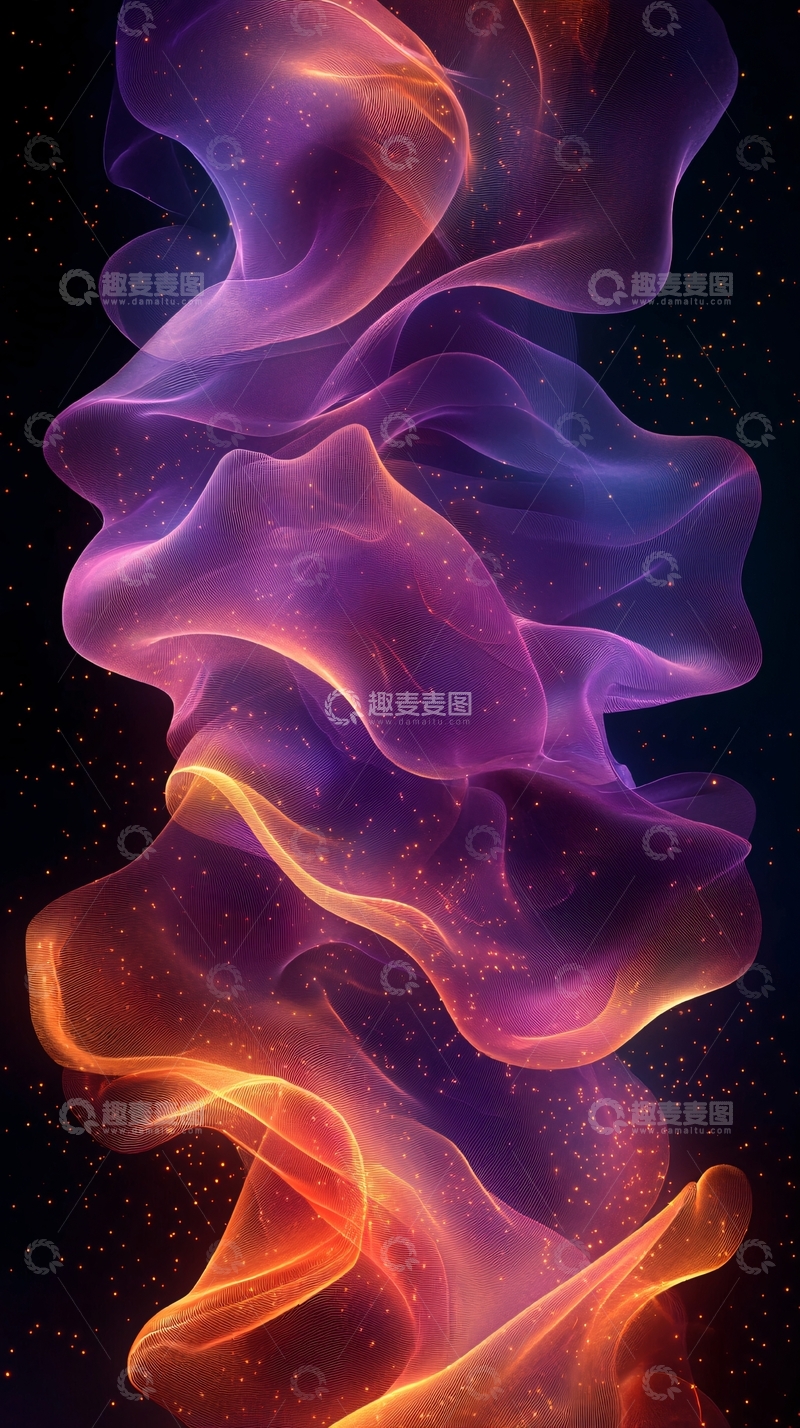 高清大图下载【趣麦麦图】紫色橙色烟雾状抽象背景