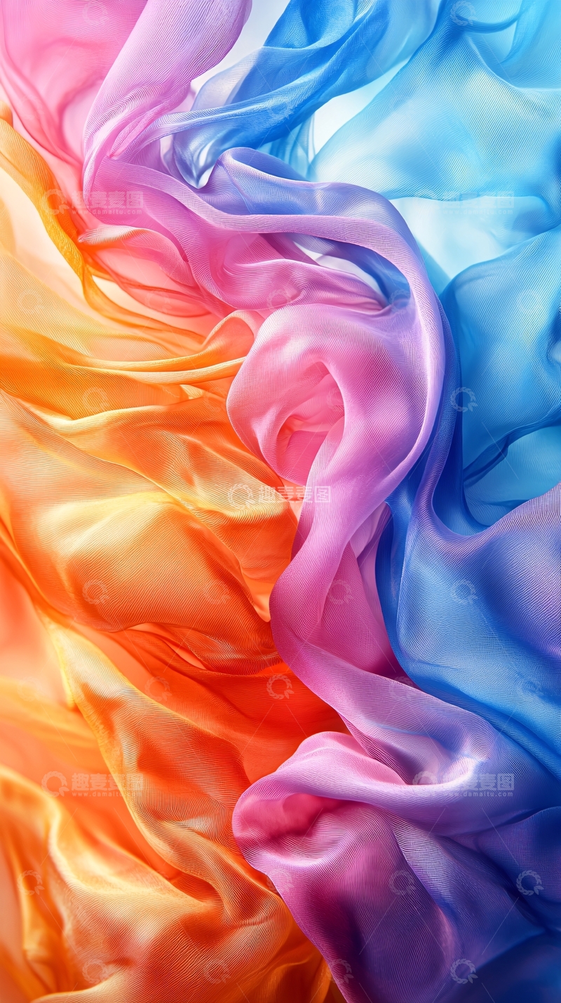 高清大图下载【趣麦麦图】彩色丝绸交织飘动