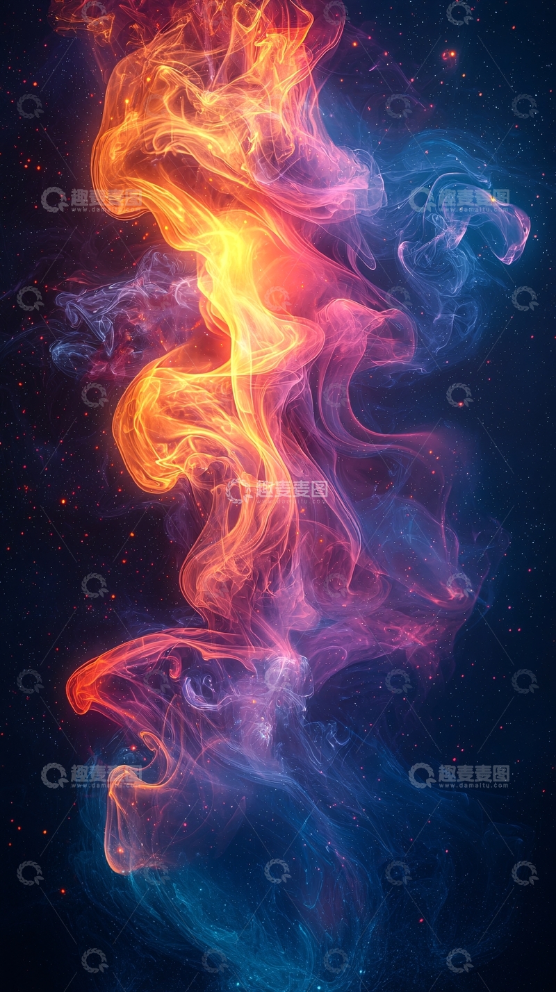 高清大图下载【趣麦麦图】火焰与烟雾的抽象融合