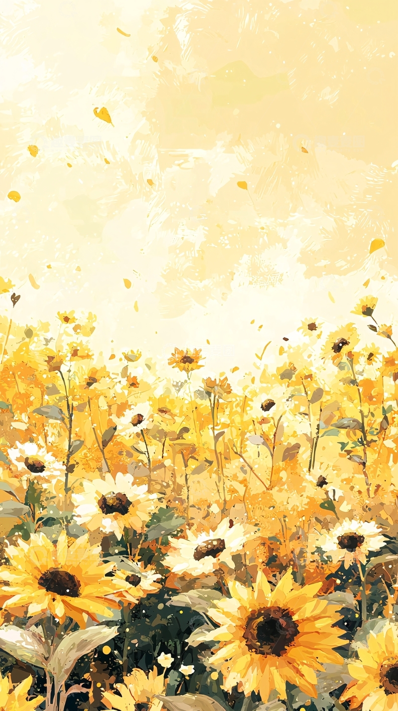 高清大图下载【趣麦麦图】温暖阳光下的向日葵田