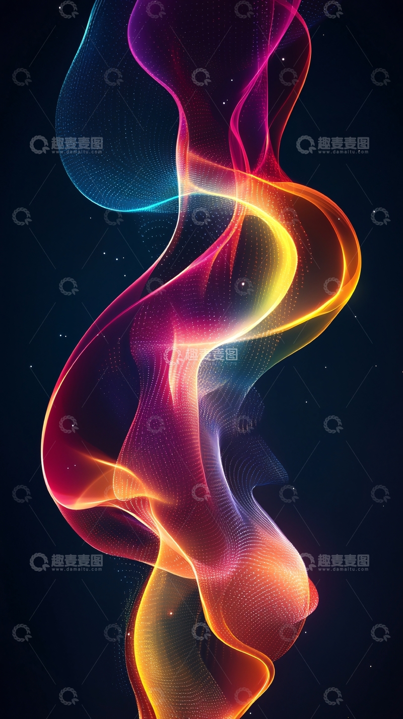 高清大图下载【趣麦麦图】彩色光线组成的抽象曲线