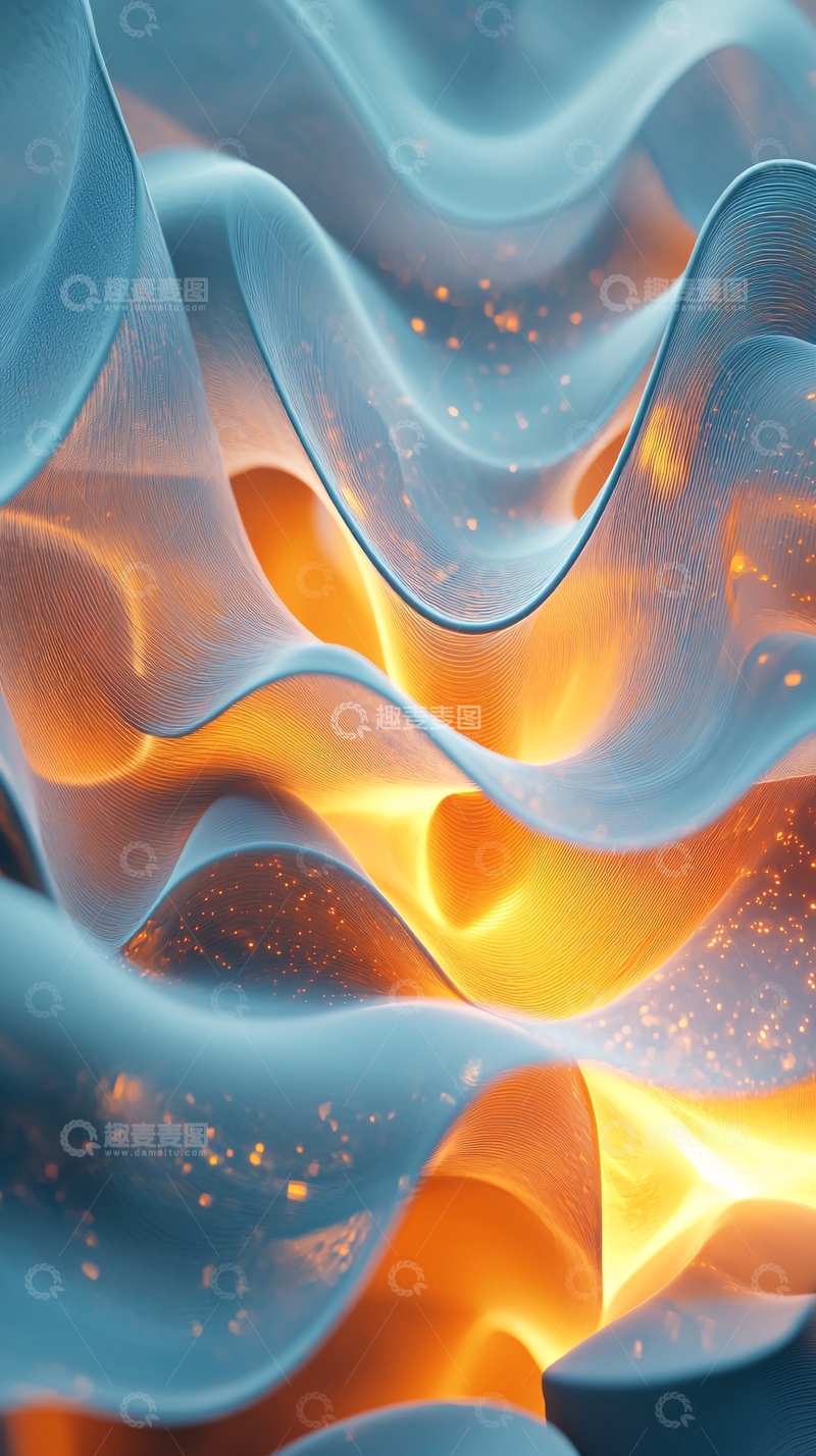 高清大图下载【趣麦麦图】抽象波浪曲线流动光影