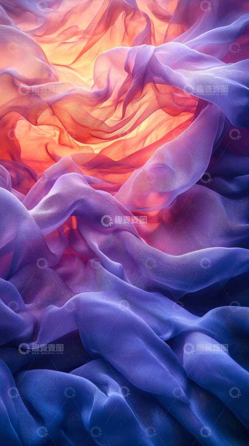 高清大图下载【趣麦麦图】梦幻紫橙色丝绸
