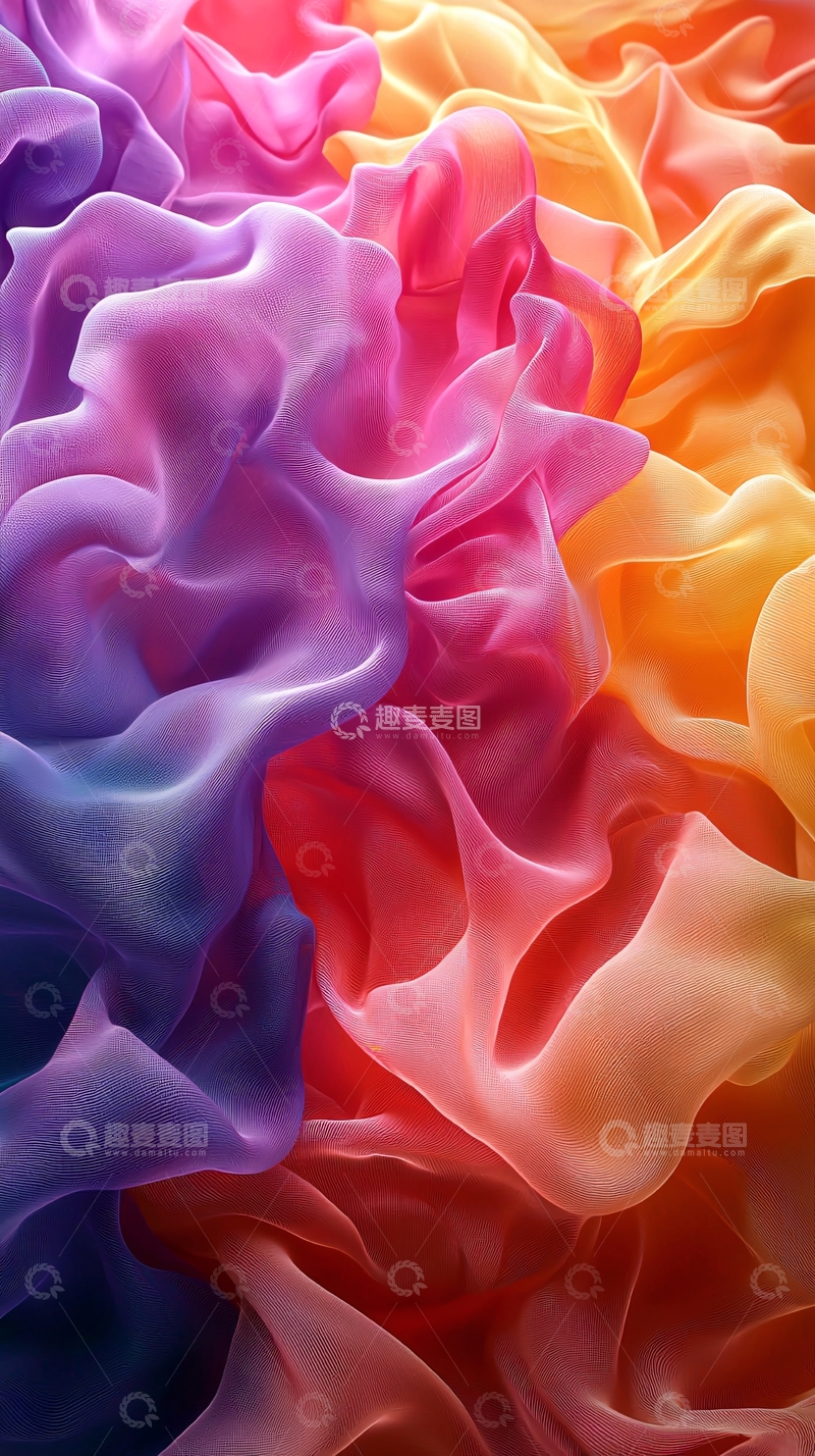 高清大图下载【趣麦麦图】彩虹渐变色绸缎布料