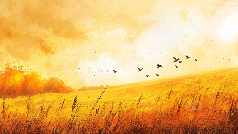 高清大图下载【趣麦麦图】金色麦田秋日黄昏