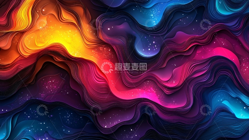 高清大图下载【趣麦麦图】抽象色彩流动星空