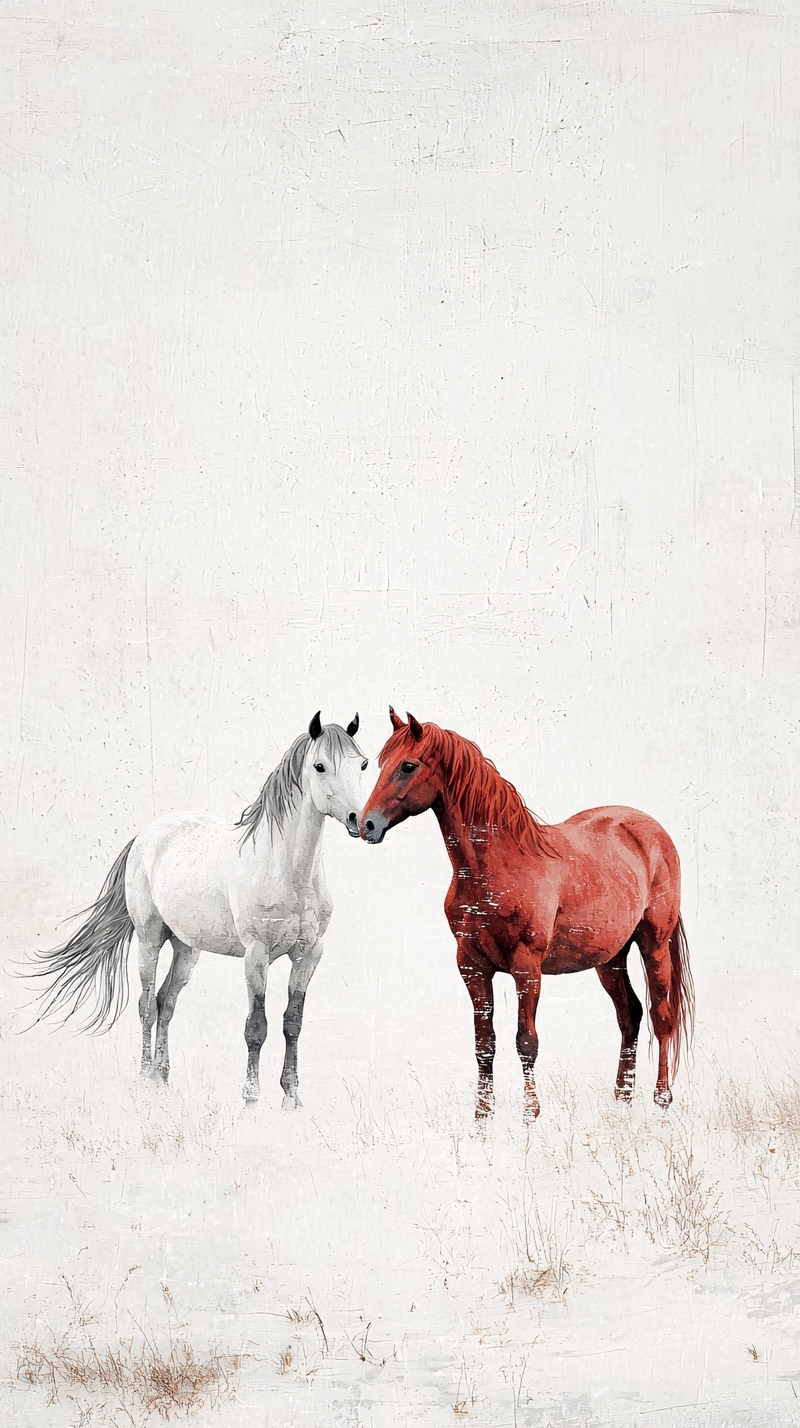 高清大图下载【趣麦麦图】黑白红马