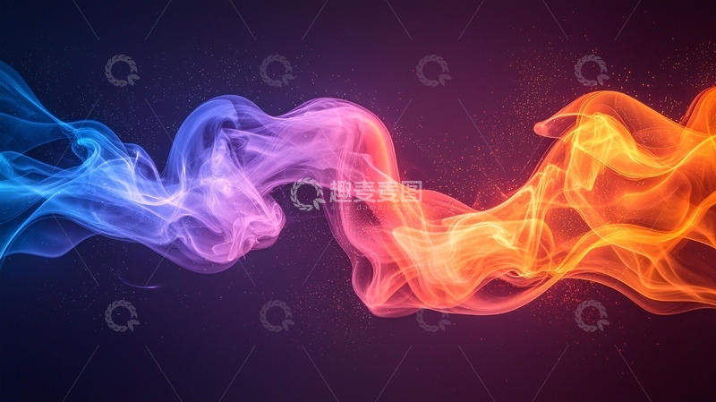 高清大图下载【趣麦麦图】蓝色与橙色交织的烟雾