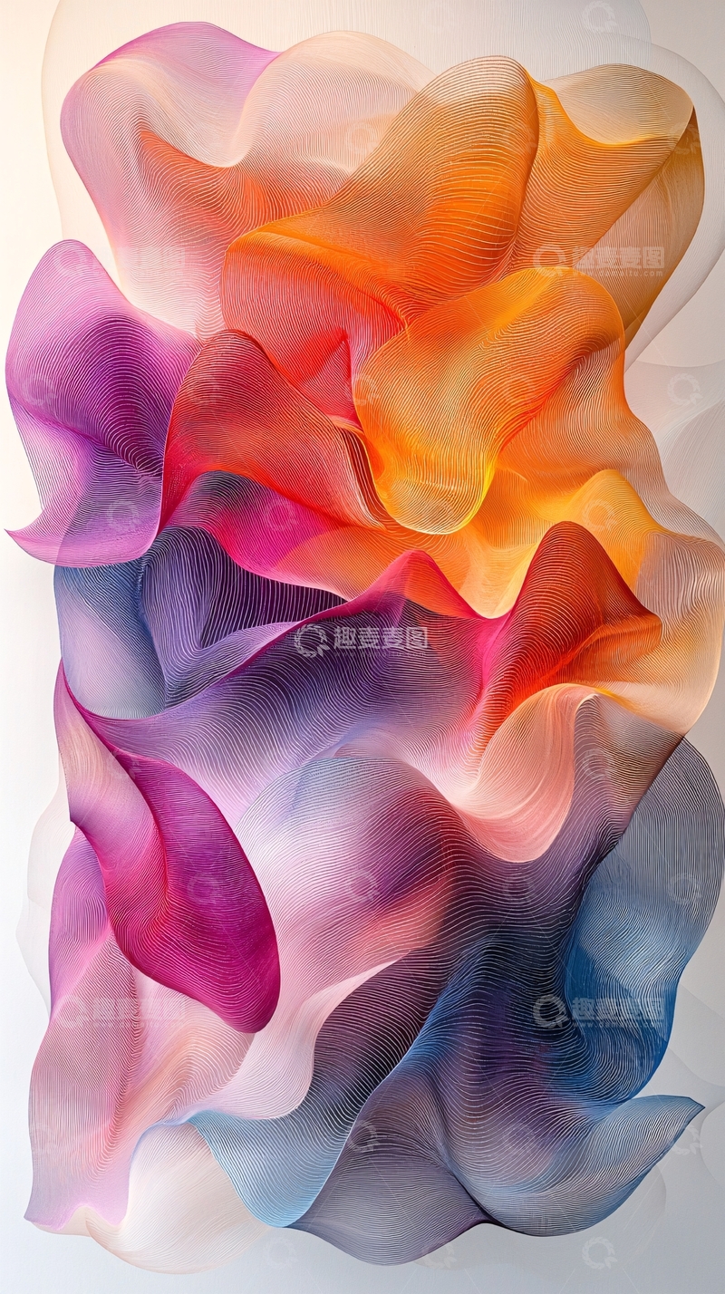 高清大图下载【趣麦麦图】抽象色彩流动丝绸般质感