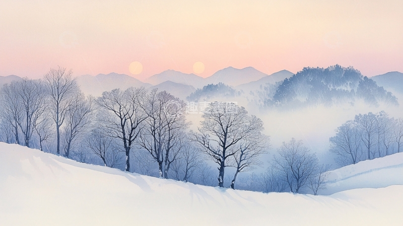 高清大图下载【趣麦麦图】冬日雪景山峦雾凇