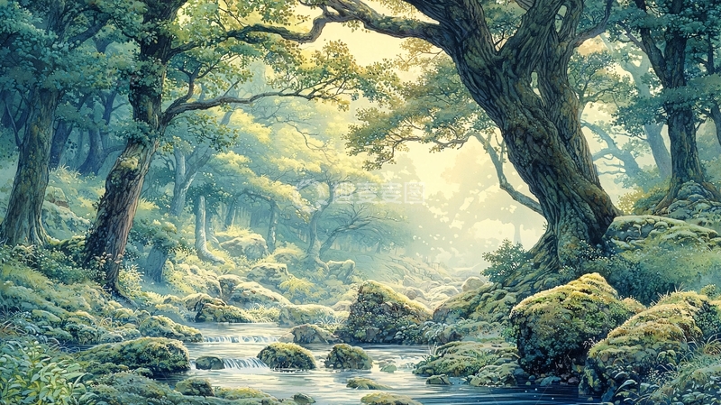 高清大图下载【趣麦麦图】阳光透过树林