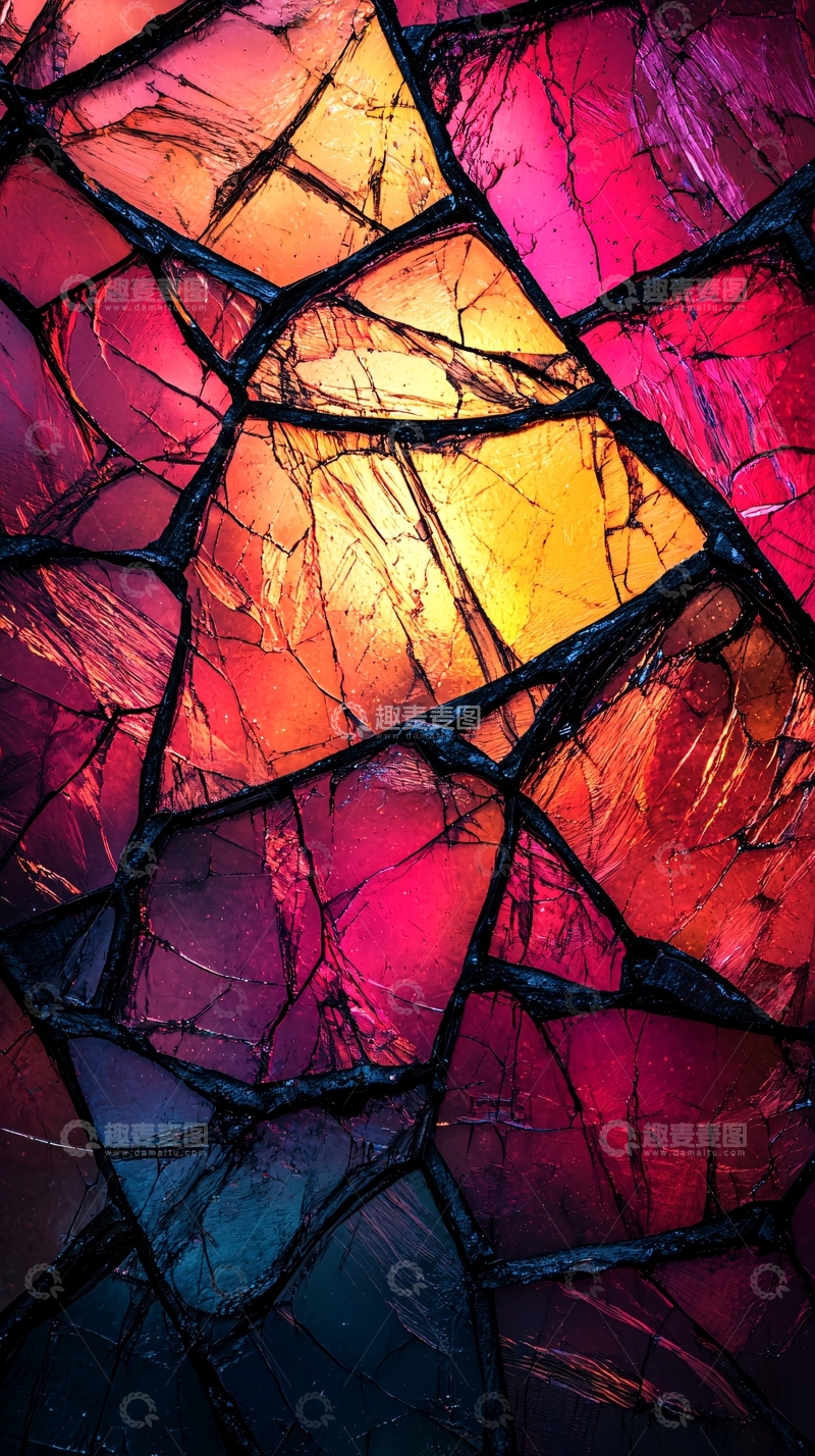 高清大图下载【趣麦麦图】彩色碎裂玻璃